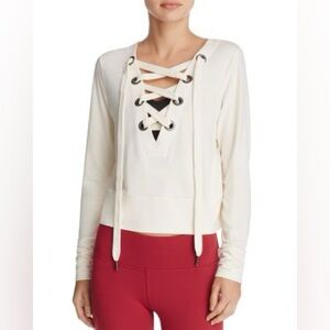 ALO Yoga Cream Tie‎ Front Long Sleeve euc